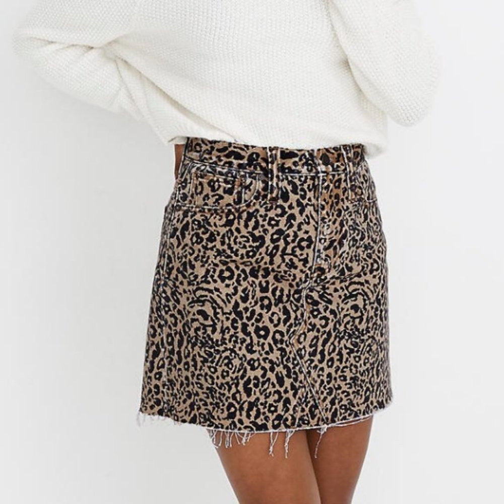 Madewell Leopard Print Mini Skirt in Tan and Black
